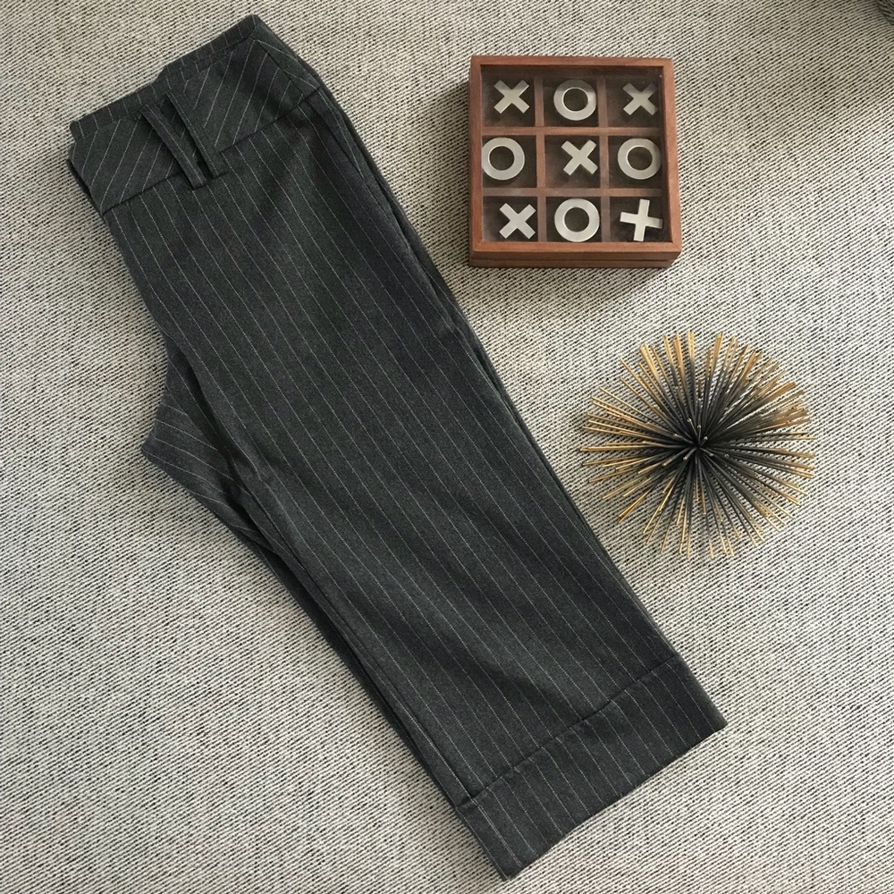 Gray pinstripe work capris